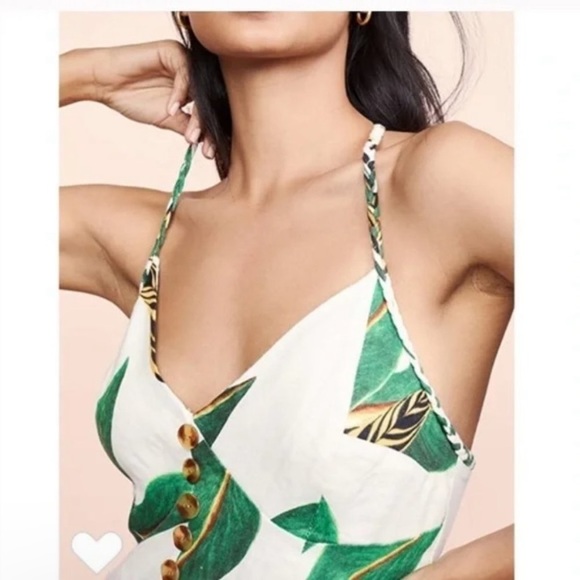 FARM RIO Amazonia Resort Wear Cami Button Front Linen Blend Midi NWT xSmall - Picture 3 of 9